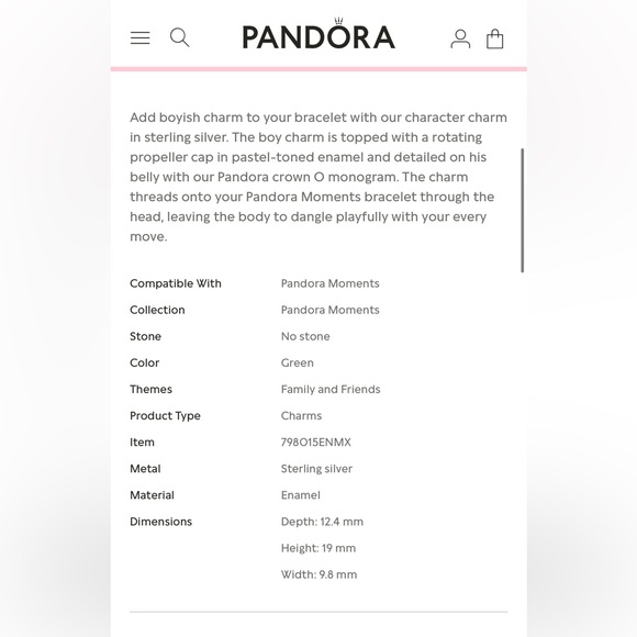 Pandora Propeller Hat Little Boy Charm - Picture 2 of 7